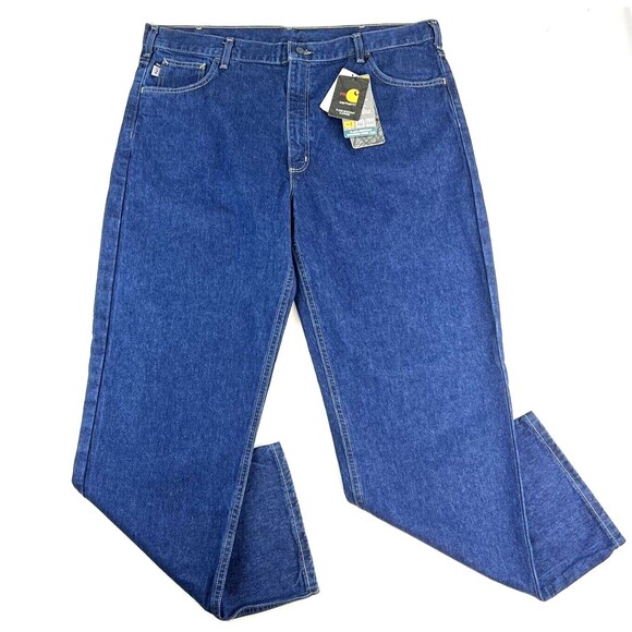 Carhartt Mens Flame Resistant Signature Denim Jean Relaxed Fit 42 X 33 Cat 2 NWT - Picture 1 of 12